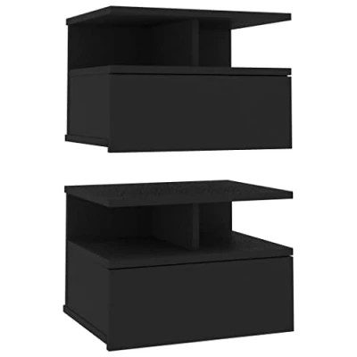Image de vidaXL Tables de chevet flottantes 2 pcs Noir Bois d&#039;ingénierie800408