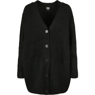 Afbeelding van Urban Classics Ladies Chunky Fluffy KNIT Cardigan Vest, Dames, Maat: Small, Black