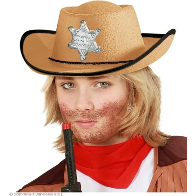 Afbeelding van Widmann Sheriff Kostuum Pistol Pete Cowboyhoed Kind Lichtbruin Wit / Beige Carnavalskleding Verkleedkleding