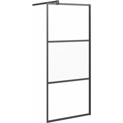 Afbeelding van vidaXL Inloopdouchewand 80x195 cm halfmat ESG glas zwart