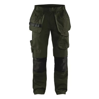 Image de Pantalon services stretch avec poches flottantes vert olive/noir