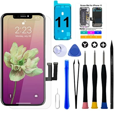 Afbeelding van Scherm voor iPhone 11, Brinonac 6,1 inch lcd touchscreen, 3D vervanging, gemonteerd met reparatiegereedschap en gehard glas, A2111/A2221/A2223