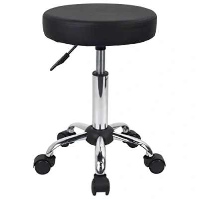 Afbeelding van FURWOO Multifunctionele rolkruk, ronde kruk met wielen voor verstelbare tekenkruk van spa (zwart)