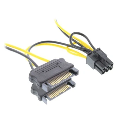 Image de Adaptateur secteur InLine® 2x SATA à 6 broches pour carte graphique PCIe 0,15 m