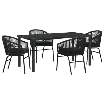Afbeelding van vidaXL 5 delige Tuin Eetset Zwart Poly Rattan