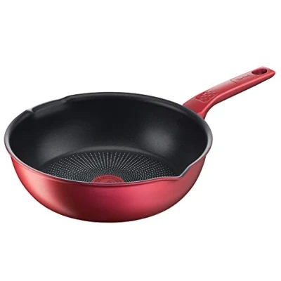 Afbeelding van Tefal Daily Chef diepe pan, rood, 26 cm, duurzaam, gemakkelijk te reinigen, antiaanbaklaag, thermo signaal, gezonde keuken, schenktuit, gemaakt in Frankrijk, inductie G2737702