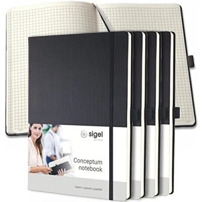 Afbeelding van Sigel CO111 notitieboek, ca. A4, geruit, hardcover, zwart, CONCEPTUM andere maten verkrijgbaar