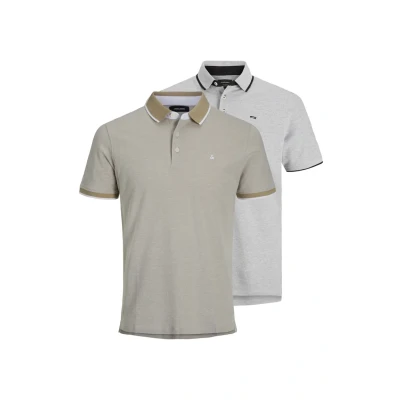Afbeelding van Jack &amp; Jones Jjepaulos SS 2PK NOOS Poloshirt, Heren, Maat: Small, Beige