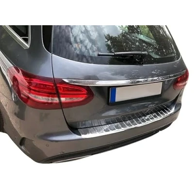 Afbeelding van Bumperbescherming van verchroomd roestvrij staal, geschikt voor Mercedes C klasse S205, T model vanaf 2014, premium kwaliteit RECAMBO