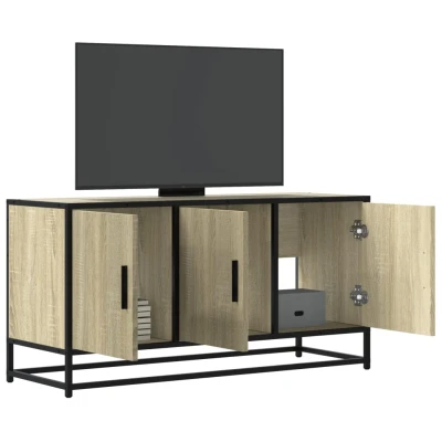 Afbeelding van vidaXL Tv meubel 100x35x50 cm bewerkt hout metaal sonoma eikenkleurig