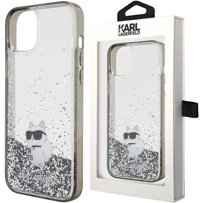 Afbeelding van Karl Lagerfeld Liquid Glitter Choupette hoesje voor iPhone 11 / Xr transparant