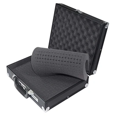 Afbeelding van HMF 14531 02 aluminium fotokoffer, wapenkoffer met rasterschuim, 36,5 x 29 12 cm, zwart