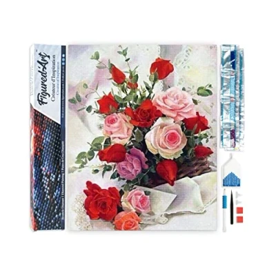 Afbeelding van Figured&#039;Art Diamond Painting set Volwassenen 40x50 cm Rozen mooie bloemen 5D DIY Art full drill vierkante diamant Opgerold canvas
