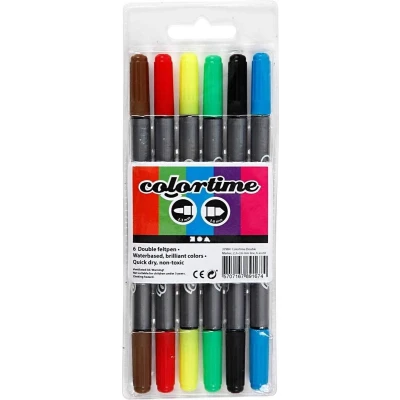 Afbeelding van Colortime dubbel viltstiften 6st