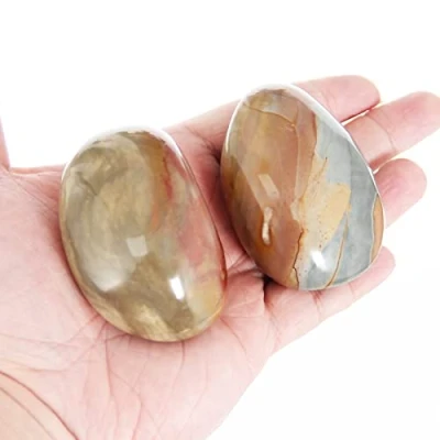 Afbeelding van Oceaan jaspis, 2 stuks, aangenaam om aan te raken, oceaanjaspis, natuurlijke edelstenen, zeepachtige steen, glad helend kristal, goudsbloemsteen (oceaanjaspis)