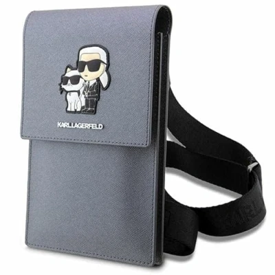 Afbeelding van Karl Lagerfeld, Schoudertas Saffiano model et Choupette NFT, Grijs