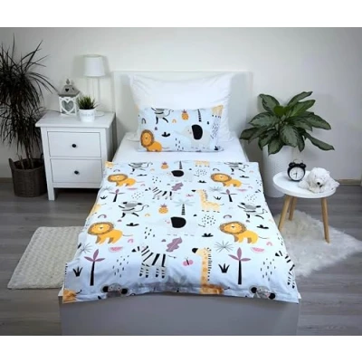 Afbeelding van Theonoi Complete kinderbeddengoedset, dekbedovertrek 100 x 135 cm en kussensloop 40 60 cm, katoen, Oeko Tex Standard gecertificeerd, voor jongens meisjes (jungle safaridieren)