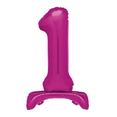 Afbeelding van Unique Party 12871 reuzenballon cijfer 1, 76 cm, Hot Pink