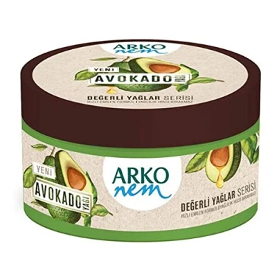 Afbeelding van Arko Nem Avocado olie crème voor lichaam, gezicht en handen, 150 ml, vochtinbrengende droge huid, vrouwen mannen, niet vette verzorgingscrème.