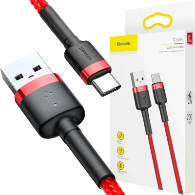 Afbeelding van USB C kabel Baseus Cafule 2A 2m (rood)