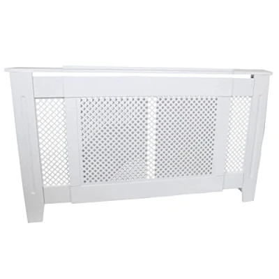Afbeelding van Radiatorombouw Op maat Radiatoromkasting MDF Wit Verstelbaar 1400 tot 1920mm Radiatorbekleding Kant en klaar