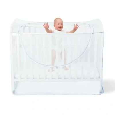 Afbeelding van Orzbow Vliegengaas voor babybed, duurzaam veiligheidsnet babybed met ritssluiting, muggennet kinderbed stevige houder, beschermt baby tegen klimmen (wit)