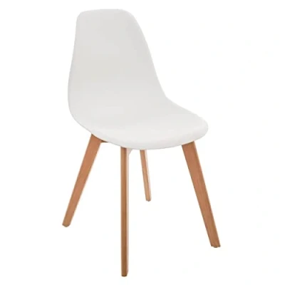 Afbeelding van Atmosphera Scandinavische kinderstoel wit met houten poten 34x30x58cm Basic