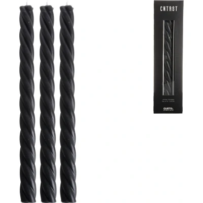 Afbeelding van Gusta zwarte swirl kaarsen set van 3