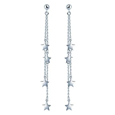 Afbeelding van Yumilok Oorbellen voor dames en meisjes, 925 Sterling zilver, sterren, cadeau verjaardag, Kerstmis, kubische zirkonia, Zirkonia