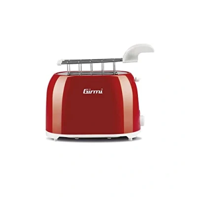 Afbeelding van Girmi TP10 Broodrooster, 750 W, roestvrijstalen tang, 7 kookniveaus, kruimelbak, automatische uitschakeling, rood