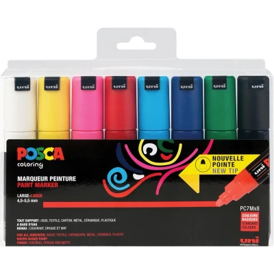 Afbeelding van Posca Paintmarker Pc 7m, Set Van 8 Markers In Geassorteerde Basiskleuren