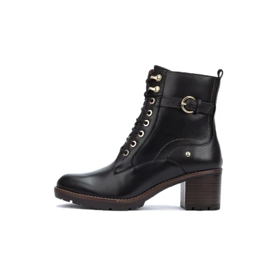 Afbeelding van Pikolinos Llanes Enkellaarsjes met plateauzool, Dames, Maat: 36, Black Leer