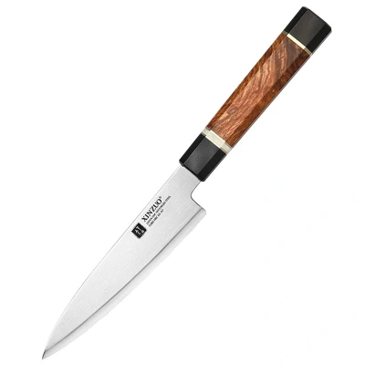 Afbeelding van Professioneel Officemes van Japans Hitachi ZDP189 Powdered Steel Achthoekig handvat Padouk hout en zwart G10 F5 Zhen Series