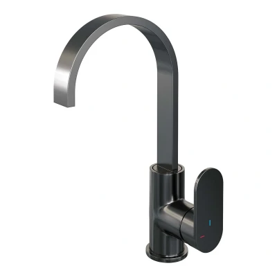 Afbeelding van Brauer gunmetal Edition Wastafelmengkraan opbouw hoog draaibaar platte uitloop model C PVD geborsteld