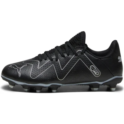 Afbeelding van Puma Future PLAY FG/AG JR Unisex Voetbalschoenen met kunststof noppen voor kinderen, Maat: 37.5, Black/silver Kunststof/ textiel