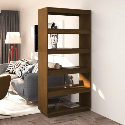 Afbeelding van Boekenkast/kamerscherm 80x35x167 cm grenenhout honingbruin