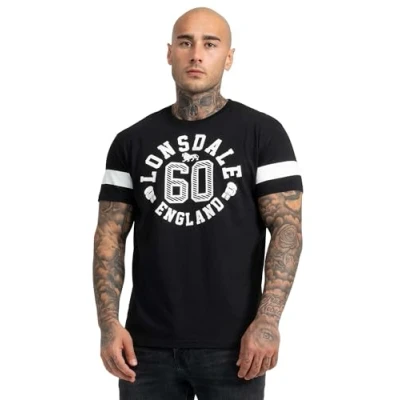 Afbeelding van Lonsdale London Askerswell T shirt zwart XXL Katoen Heren Basics, Casual wear, Street wear