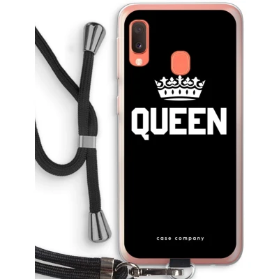 Afbeelding van Case Company® hoesje met Koord geschikt voor Samsung Galaxy A20e Queen Zwart Telefoonhoesje Bescherming aan alle Kanten en Over de Schermrand