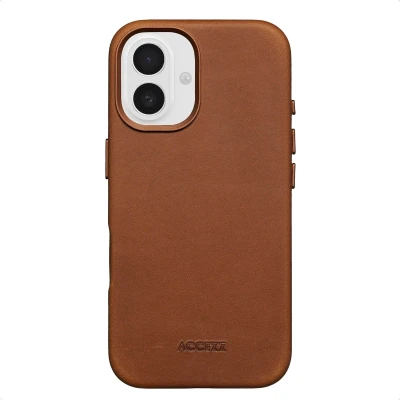 Afbeelding van Accezz Vintage Leather MagSafe Backcover voor de Apple iPhone 16 Tabacco Cognac