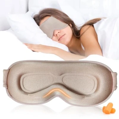 Afbeelding van Grsta Slaapmasker voor zijslapers, blokkeert totaal 3D licht, met diepe oogkassen en verhoogde neuspads, comfortabele slaapbril, elastische band
