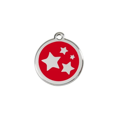 Afbeelding van Star Red roestvrijstalen hondenpenning small/klein dia. 2 cm RedDingo