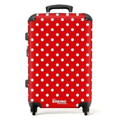 Afbeelding van NoBoringSuitcases.com® Koffer groot Rolkoffer lichtgewicht Witte stippen op rode achtergrond Reiskoffer met 4 wielen Grote trolley XL 20 kg bagage