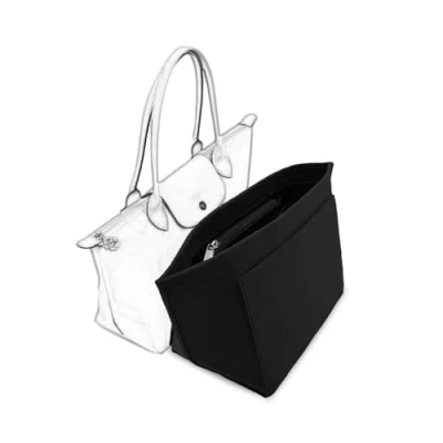 Afbeelding van D.DUO Handtas organiser, geschikt voor Longchamp boodschappentas met lange handgreep, zwart, maat S (korte handgreep)