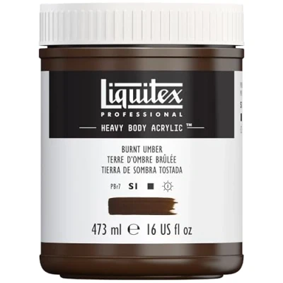 Afbeelding van Liquitex 4412128 Heavy Body professionele acrylverf in kunstenaarskwaliteit met uitstekende lichtbestendigheid boterachtige consistentie, pot van 473 ml verbrande Umbra