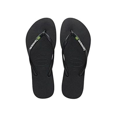 Afbeelding van Havaianas Slim Brasil Logo, teenslippers voor dames, Zwart