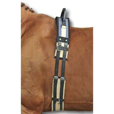 Afbeelding van HKM Longeersingel met Handvat Donkerblauw/Beige Pony