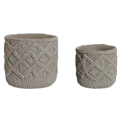 Afbeelding van Plantenbakkenset Home ESPRIT Lichtgrijs Cement 20 x 18 cm