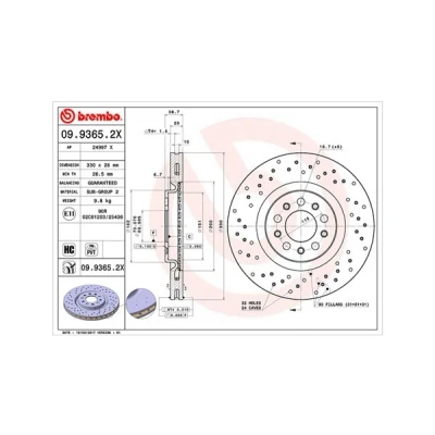 Afbeelding van MAGNETI MARELLI Remschijf ALFA ROMEO: Giulietta Hatchback, 159 Sportwagon, Saloon 330, 330mm 28mm 5 70mm geperforeerd/interne ventilatie 51767383