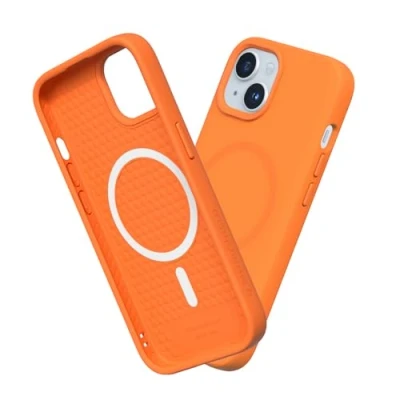 Afbeelding van RHINOSHIELD Hoesje compatibel met [iPhone 15 Plus] SolidSuit Magsafe dunne hoes schokabsorberende technologie en premium matte afwerking oranje