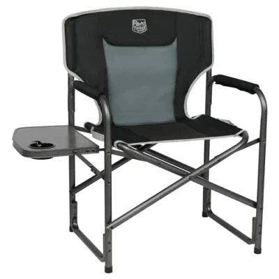 Afbeelding van Timber Ridge Regisseur Stoel Vouwen Aluminium Camping Draagbare Lichtgewicht Ondersteunt 135kg met Bijzettafel Outdoor (Zwart)